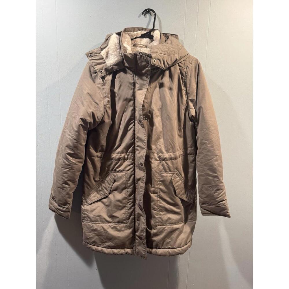 Womens Old Navy Faux Fur Lined Jacket Coat Size Small Tall Gray
